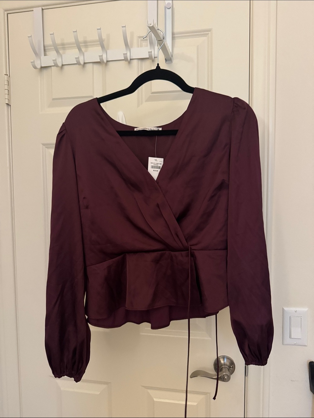 Abercrombie&Fitch Women's Wrap Peplum Blouse - Deep Plum